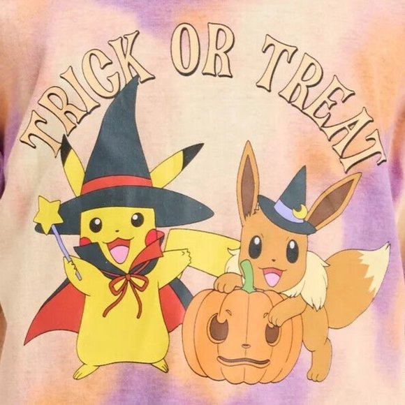 Girls Tie Dye Pokemon TRICK or TREAT Halloween T-Shirt Size XS S M L XL NWT - Picture 2 of 2